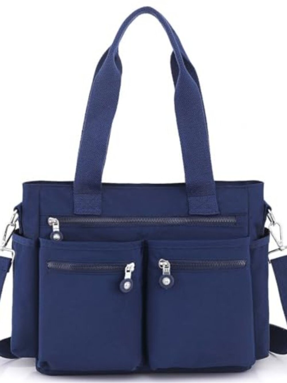 Nylon Tote Bag with Zipper Crossbody Purse Multi Pocket Large Shoulder Handbag